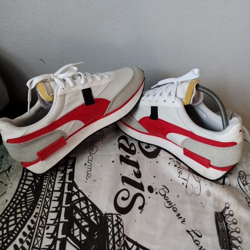 Puma Red and White Athletic Shoes With Box